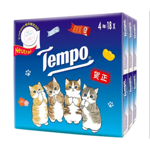 Tempo 得寶 賀年版迷你紙手巾 原味 18包