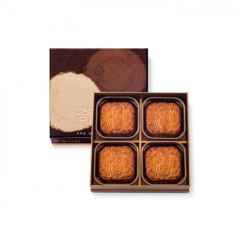 Kee Wah Bakery Maltitol Low Sugar White Lotus Seed Paste Mooncake with Two Yolks 4 pieces